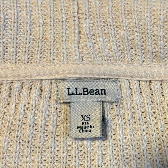 L.L. Bean‎ Womens Open Front Sweater Cardigan Sz XS Cream Casual Timeless Rustic - Picture 6 of 8